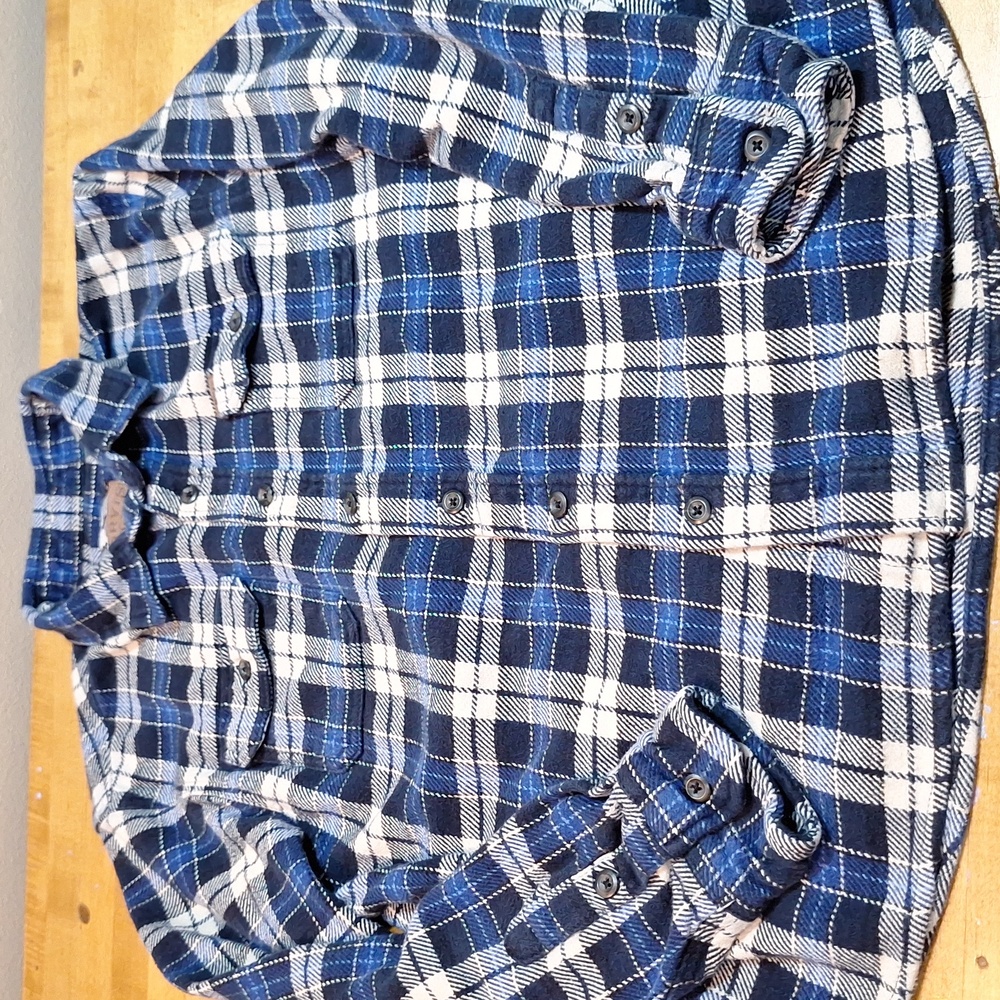 Vintage Orvis Blue White Plaid Shacket‎ Shirt Thick Flannel Large Fishing Jacket - Picture 2 of 9